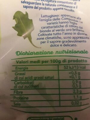 Lattughino nutrition facts table