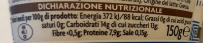 Yogurt greco al caffe nutrition facts table