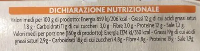 Insalata Messicana nutrition facts table