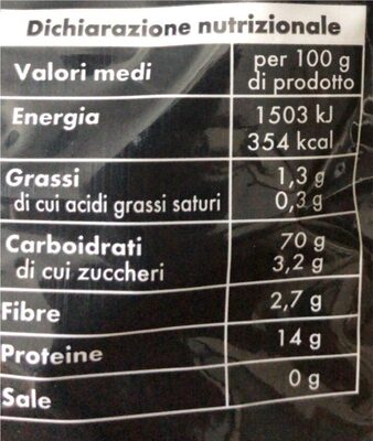 I tesori rigatoni nutrition facts table