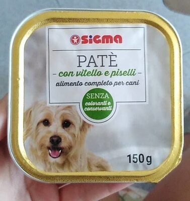 Patè con vitello e piselli front packaging