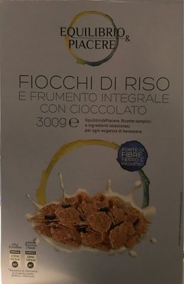 Fiocchi di riso e frumento integrale con cioccolato