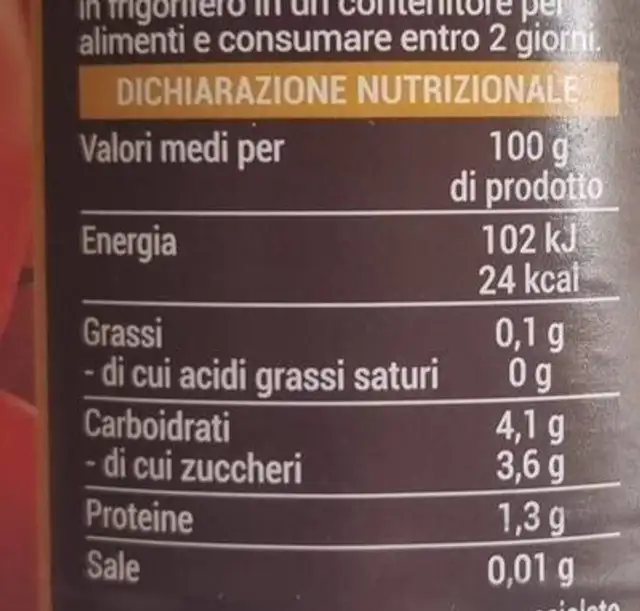 Pomodoro San Marzano dell agro sarnese nocerino dop nutrition facts table