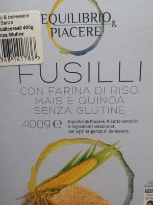 Fusilli multicereali senza glutine front packaging