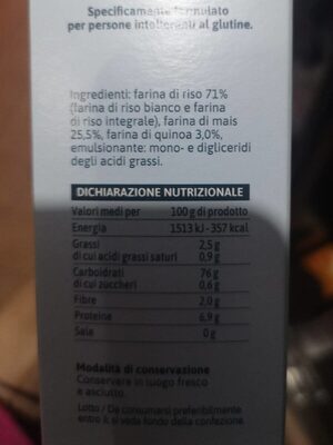 Fusilli multicereali senza glutine nutrition facts table
