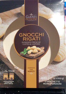 Gnocchi rigati di patate fresche cotte al vapore front packaging