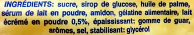 Mou Toffee ingredients label