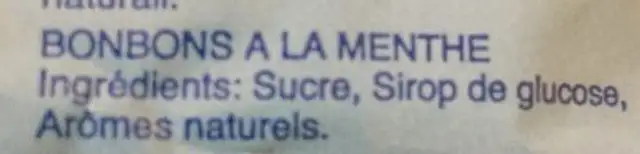 Caramelle Alla Menta Incap GR250 ingredients label