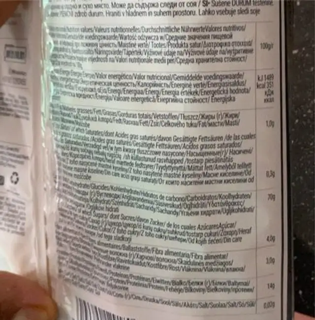 Fusilli Lunghi Bucati GR.500 nutrition facts table