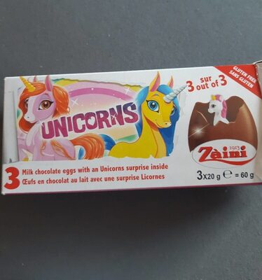 Chocolate eggs Unicorns front packaging
