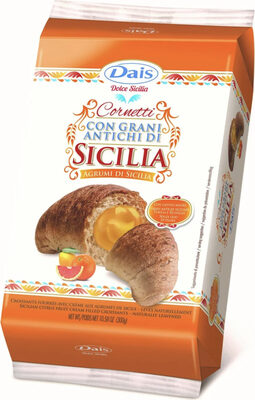 Cornetti con grani antichi di Sicilia, Agrumi front packaging