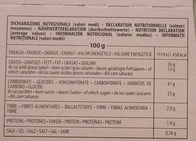 Panettone extra gocce nutrition facts table