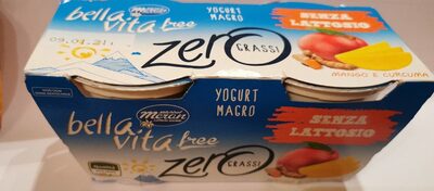 Bella vita free Yogurt magro mango e curcuma front packaging