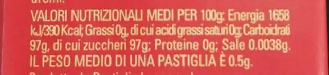 torta al fruit nutrition facts table