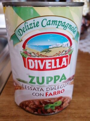 Zuppa lessata di legumi con farro front packaging