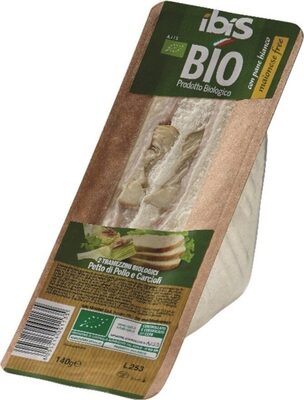Sandwich bio pollo e carciofi con salsa di riso front packaging