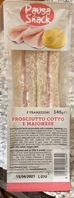 2 tramenzini prociutto cotto e maionese