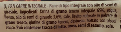 il buon pane il pancarrè integrale ingredients label