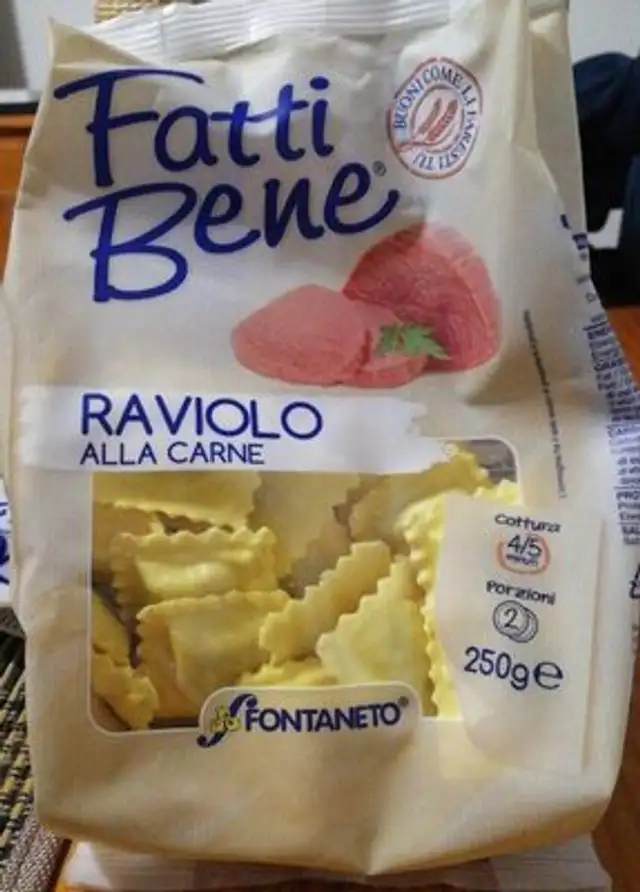 Raviolo alla carne front packaging