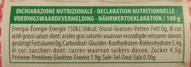 Pomodoro al basilico nutrition facts table