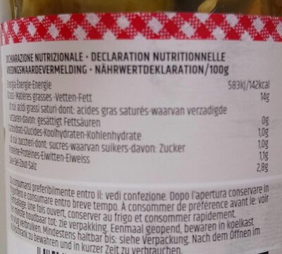 Olive giganti Bella di Cerignola nutrition facts table