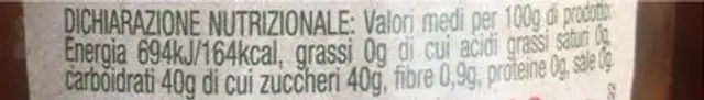 Marmellata Bio albicocca nutrition facts table