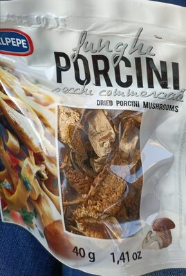 Funghi porcini secchi commerciale front packaging