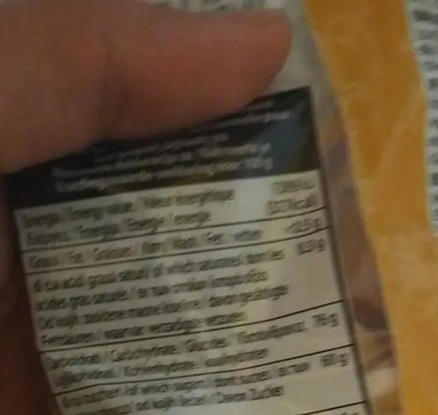 Jelly Eggy nutrition facts table