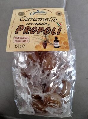Caramelle con miele e propoli front packaging