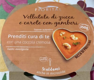 Vellutata di zucca carote con gamberi