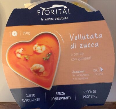 Vellutata di zucca e carote con gamberi