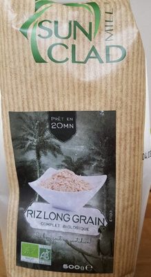 Riz long grain complet biologique front packaging