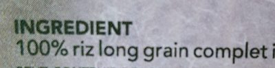 Riz long grain complet biologique ingredients label