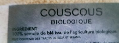 Couscous biologique ingredients label