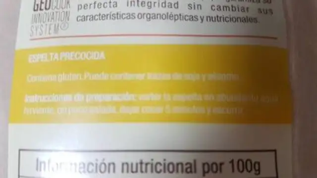 Espelta ingredients label