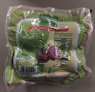 barbabietole rosse cotte al vapore pelate front packaging