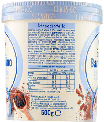 Barattolino Classici Stracciatella ingredients label