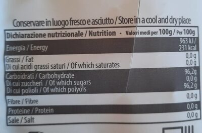 Mirtillo & Ginseng le dure speziate nutrition facts table