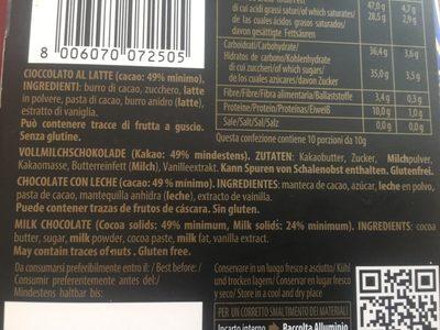 Latte finissimo 49% ingredients label