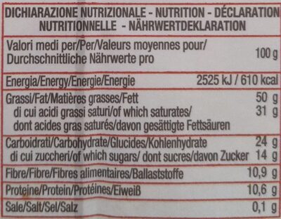 Cioccolato fondente bio 85% nutrition facts table