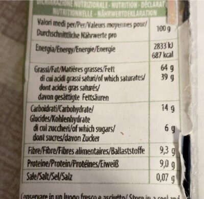 Cioccolato fondente bio nutrition facts table