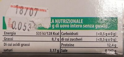 18 uova fresche Medie nutrition facts table