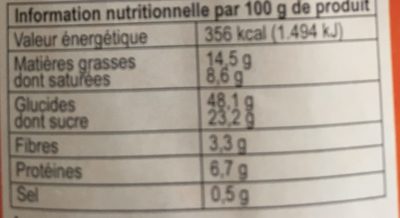 Panettone classique bio nutrition facts table