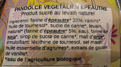 Spumadoro ingredients label