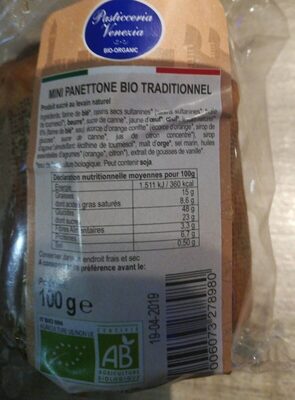 Mini Panettone bio traditionnel front packaging