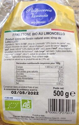Panettone bio Limoncello front packaging