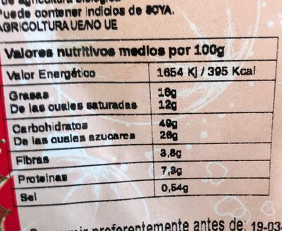 Panettone Bio 7 cereales nutrition facts table