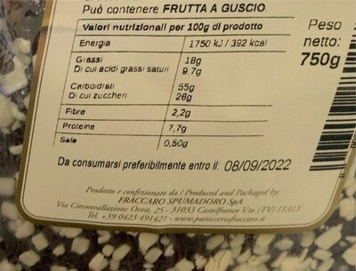 colomba bollicine trevigiane nutrition facts table