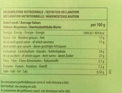 Panettone al mARRon glace nutrition facts table