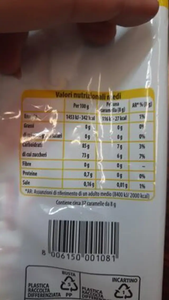 Geles nutrition facts table